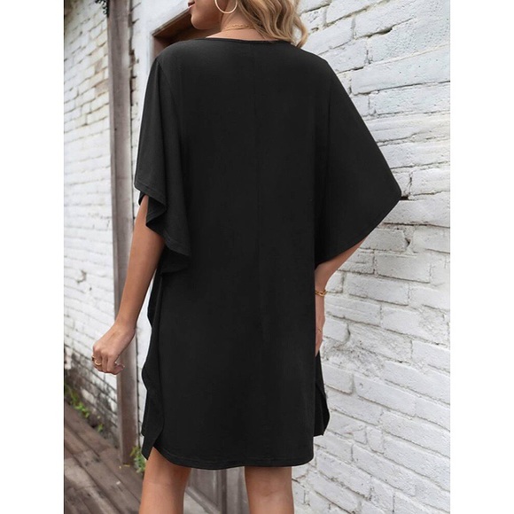 🖤 BOHO BASIC BLACK BATWING SLEEVE DRESS! - Picture 2 of 5